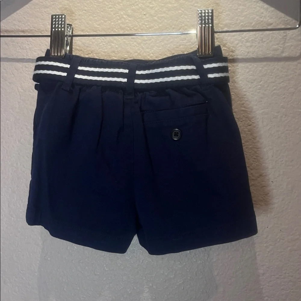 Ralph Lauren Baby Boy’s Navy Blue Twill Shorts & Matching Belt 6 Months Preppy